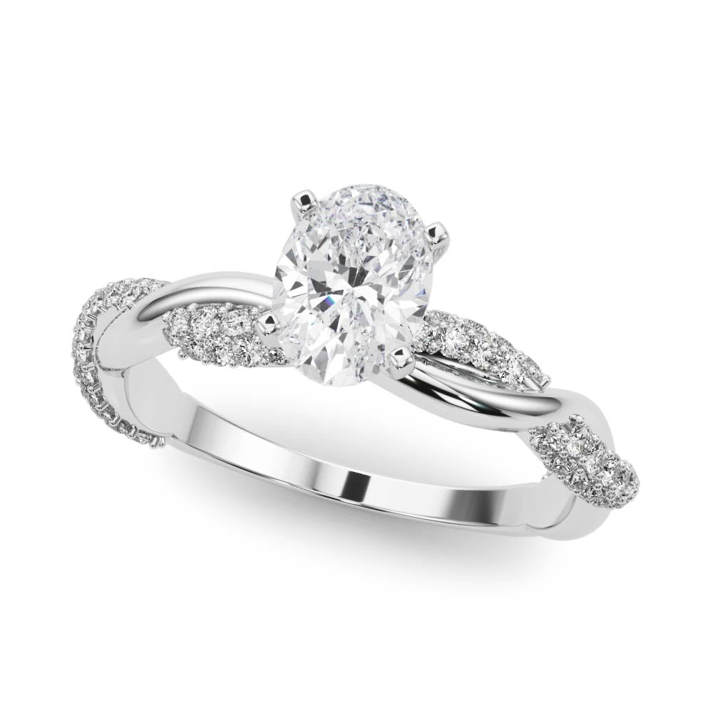 Romantic Twisted Engagement Ring Round Diamond Engagement Ring — 9K/18K Gold & Platinum