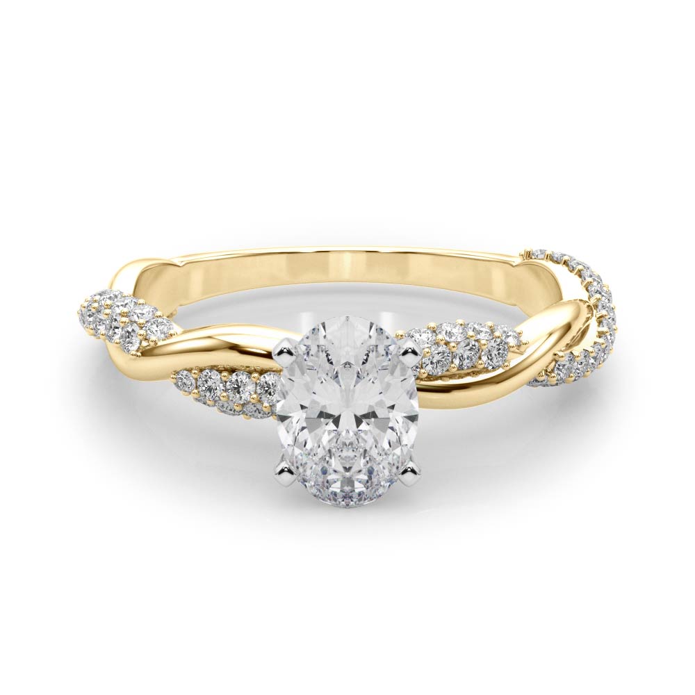 Romantic Twisted Engagement Ring Round Diamond Engagement Ring — 9K/18K Gold & Platinum