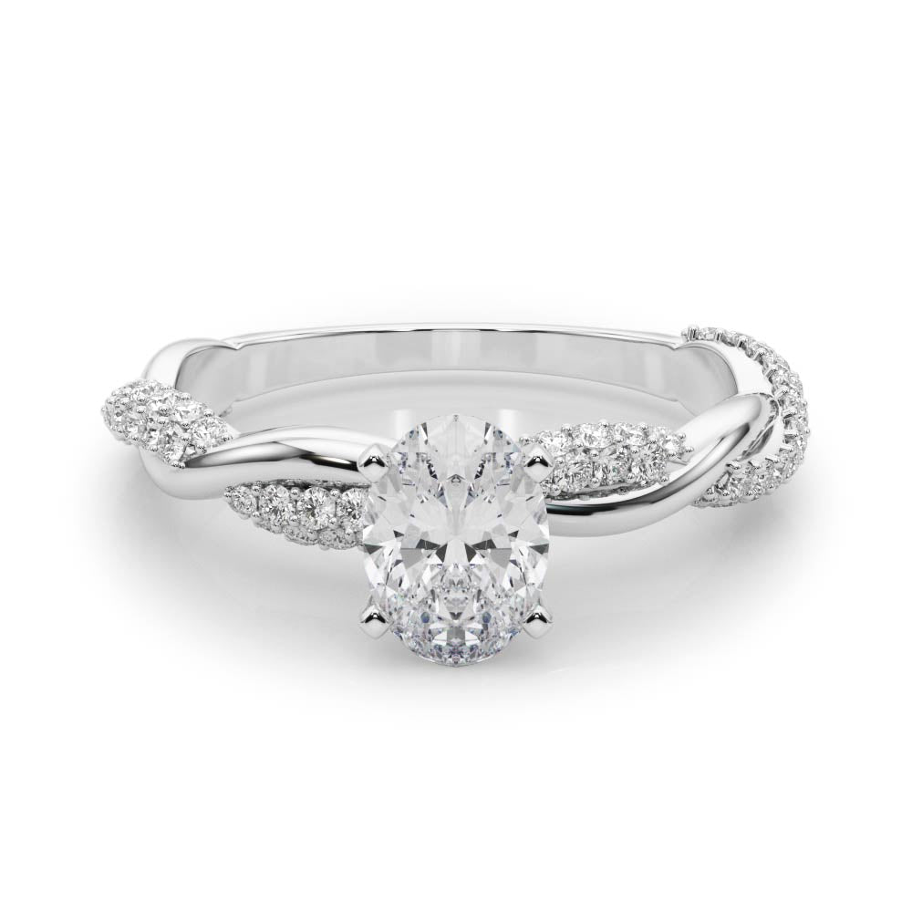 Romantic Twisted Engagement Ring Round Diamond Engagement Ring — 9K/18K Gold & Platinum
