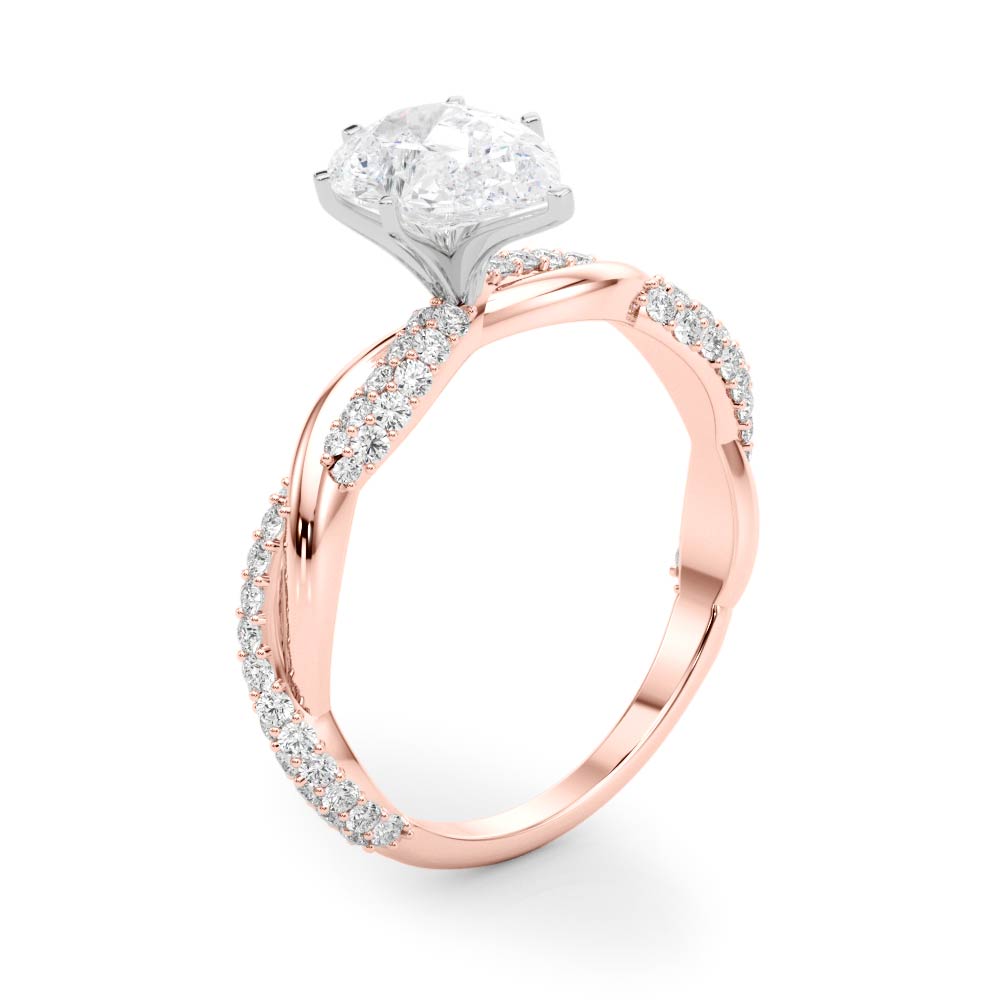 Romantic Twisted Engagement Ring Round Diamond Engagement Ring — 9K/18K Gold & Platinum