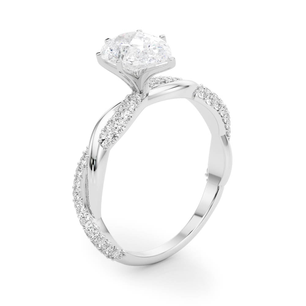 Romantic Twisted Engagement Ring Round Diamond Engagement Ring — 9K/18K Gold & Platinum