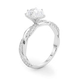 Romantic Twisted Engagement Ring Round Diamond Engagement Ring — 9K/18K Gold & Platinum