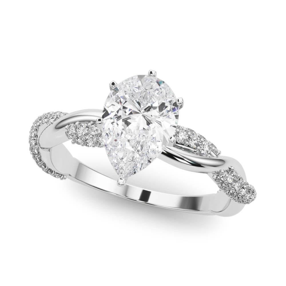 Romantic Twisted Engagement Ring Round Diamond Engagement Ring — 9K/18K Gold & Platinum