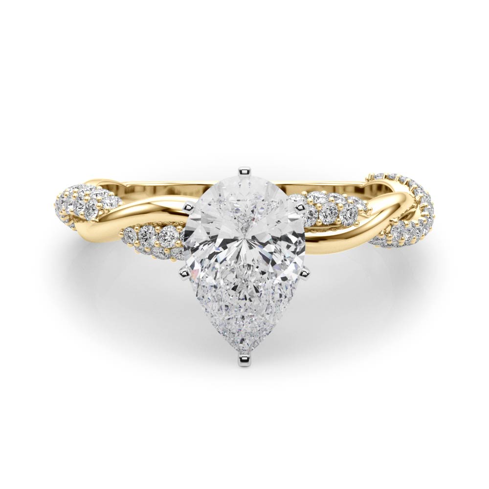 Romantic Twisted Engagement Ring Round Diamond Engagement Ring — 9K/18K Gold & Platinum