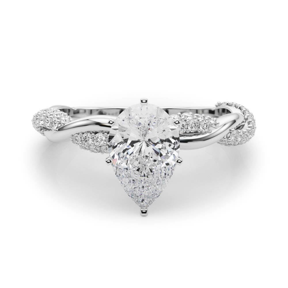 Romantic Twisted Engagement Ring Round Diamond Engagement Ring — 9K/18K Gold & Platinum