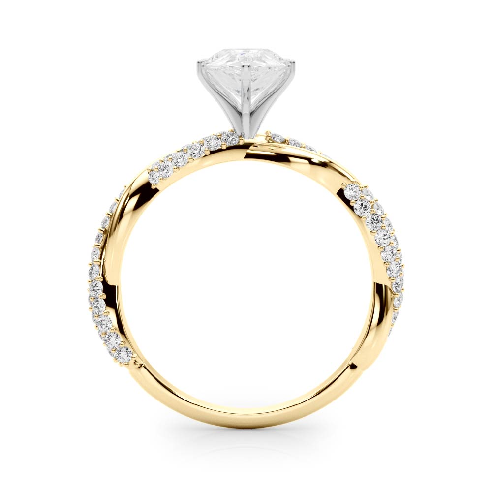 Romantic Twisted Engagement Ring Round Diamond Engagement Ring — 9K/18K Gold & Platinum
