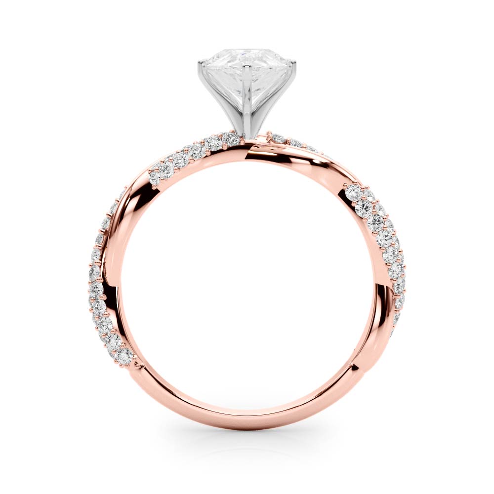 Romantic Twisted Engagement Ring Round Diamond Engagement Ring — 9K/18K Gold & Platinum