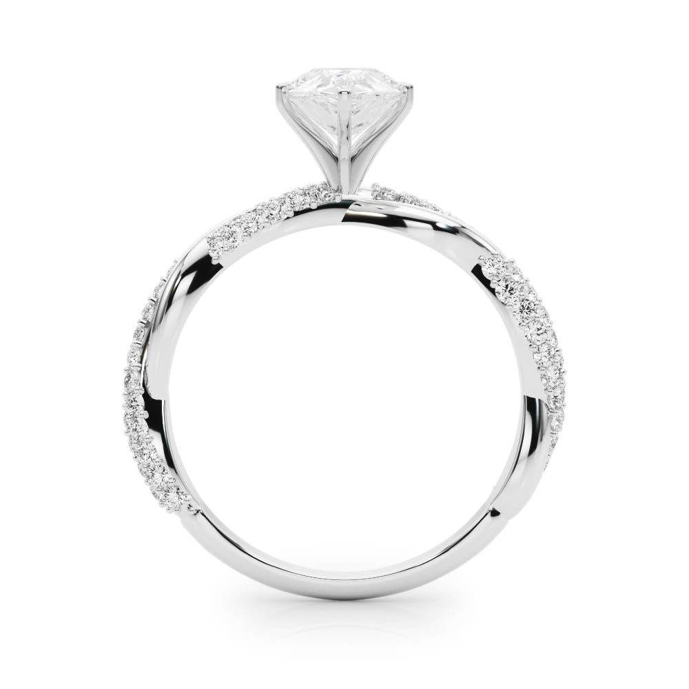 Romantic Twisted Engagement Ring Round Diamond Engagement Ring — 9K/18K Gold & Platinum