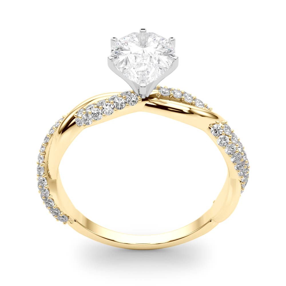 Romantic Twisted Engagement Ring Round Diamond Engagement Ring — 9K/18K Gold & Platinum