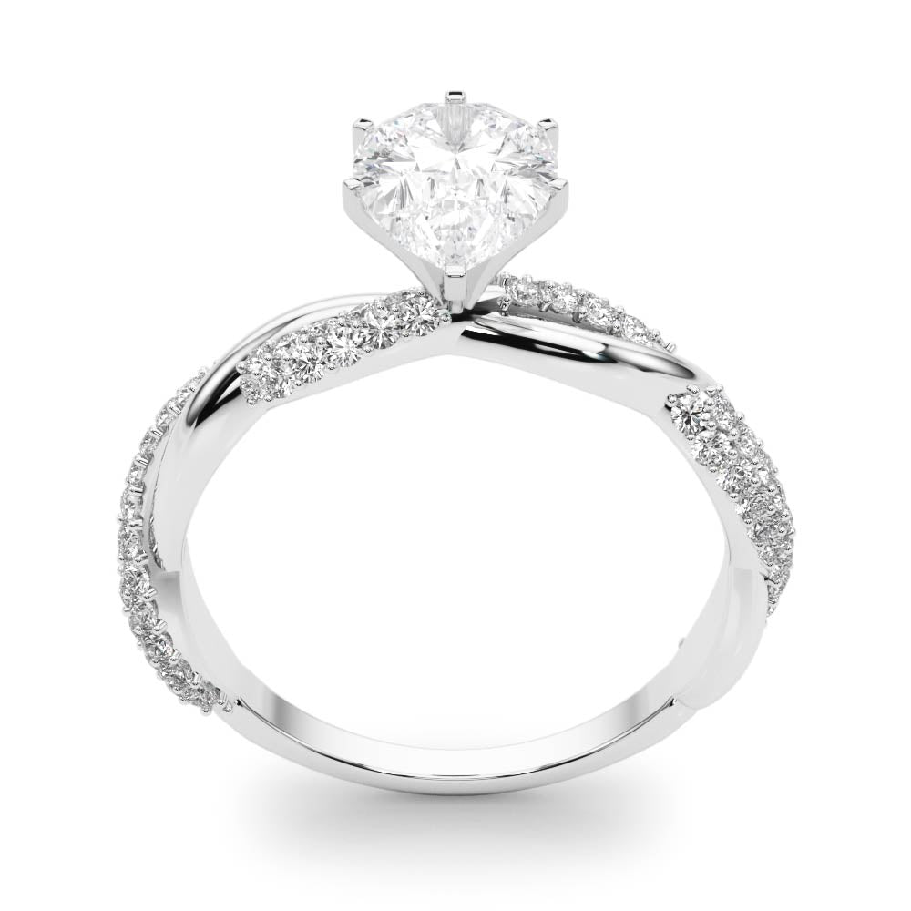 Romantic Twisted Engagement Ring Round Diamond Engagement Ring — 9K/18K Gold & Platinum