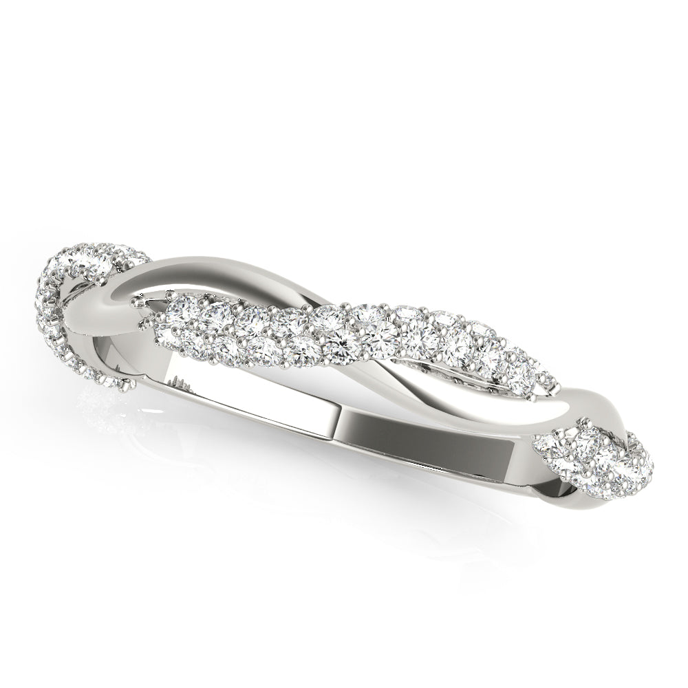 Twisted Pavã© Half Eternity Ring in Gold & Platinum