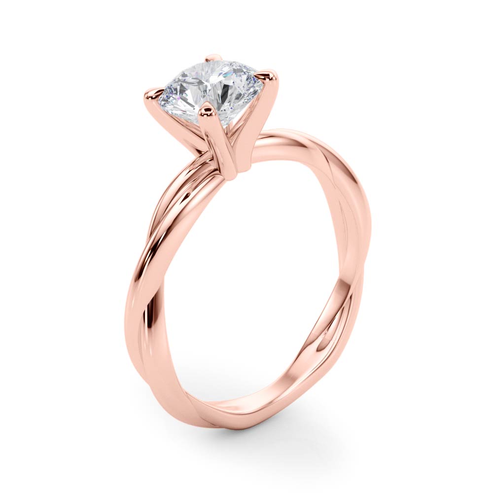 Statement Twisted Shank Engagement Ring Round Diamond Engagement Ring — 9K/18K Gold & Platinum