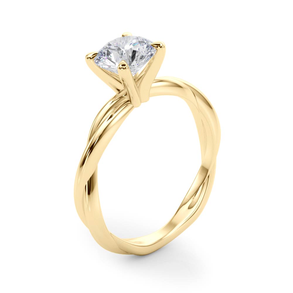 Statement Twisted Shank Engagement Ring Round Diamond Engagement Ring — 9K/18K Gold & Platinum