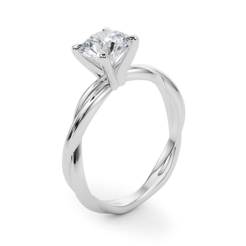 Statement Twisted Shank Engagement Ring Round Diamond Engagement Ring — 9K/18K Gold & Platinum