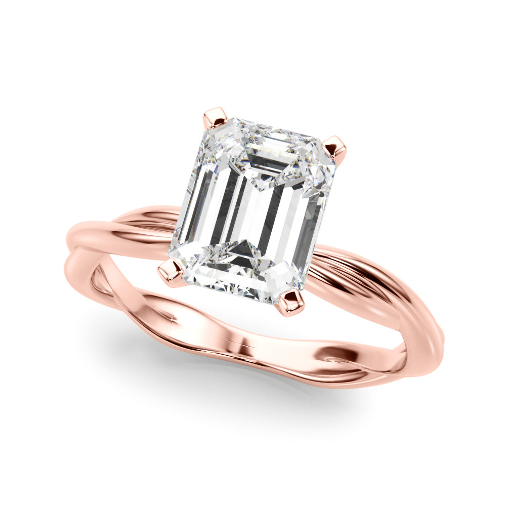 Statement Twisted Shank Engagement Ring Round Diamond Engagement Ring — 9K/18K Gold & Platinum