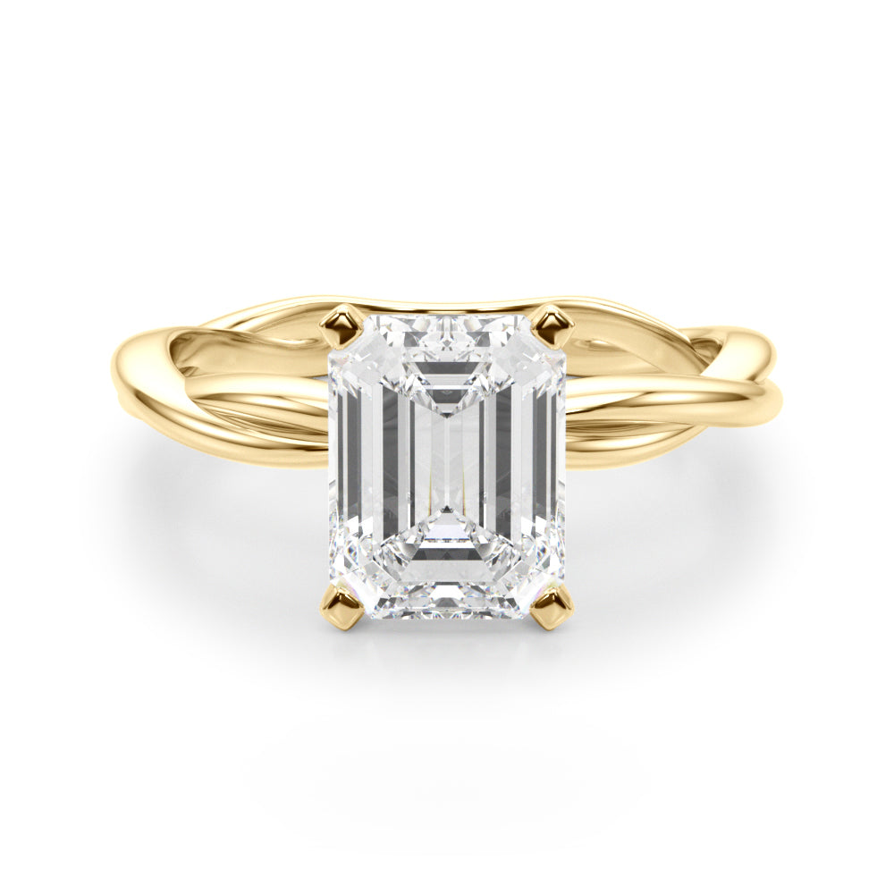 Statement Twisted Shank Engagement Ring Round Diamond Engagement Ring — 9K/18K Gold & Platinum
