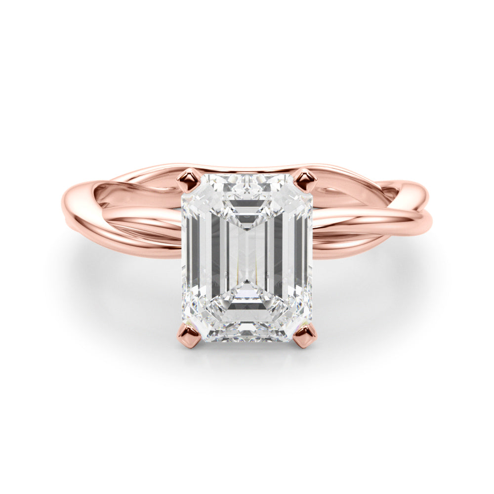 Statement Twisted Shank Engagement Ring Round Diamond Engagement Ring — 9K/18K Gold & Platinum