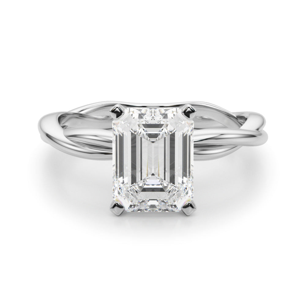 Statement Twisted Shank Engagement Ring Round Diamond Engagement Ring — 9K/18K Gold & Platinum