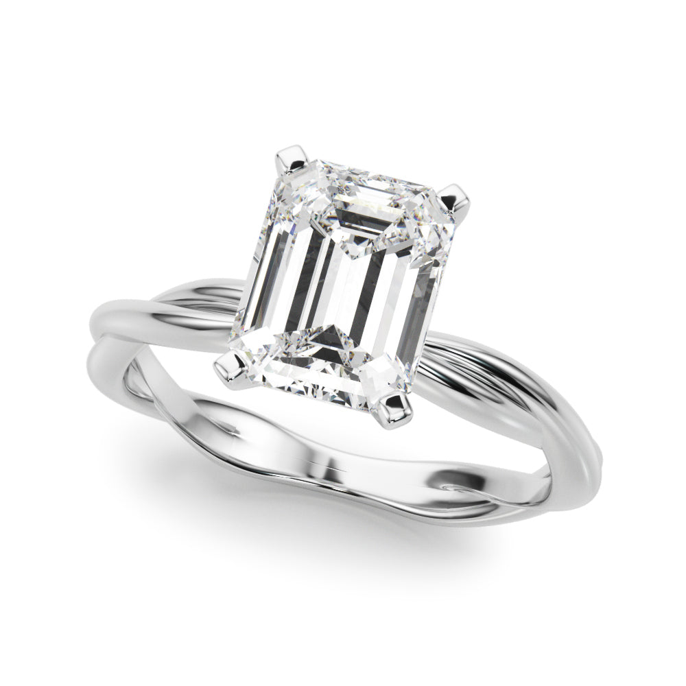 Statement Twisted Shank Engagement Ring Round Diamond Engagement Ring — 9K/18K Gold & Platinum