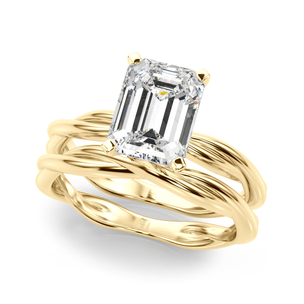Statement Twisted Shank Engagement Ring Round Diamond Engagement Ring — 9K/18K Gold & Platinum
