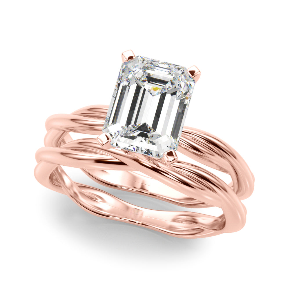 Statement Twisted Shank Engagement Ring Round Diamond Engagement Ring — 9K/18K Gold & Platinum