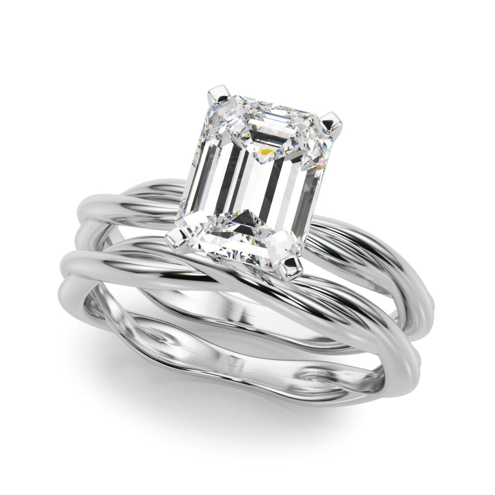 Statement Twisted Shank Engagement Ring Round Diamond Engagement Ring — 9K/18K Gold & Platinum