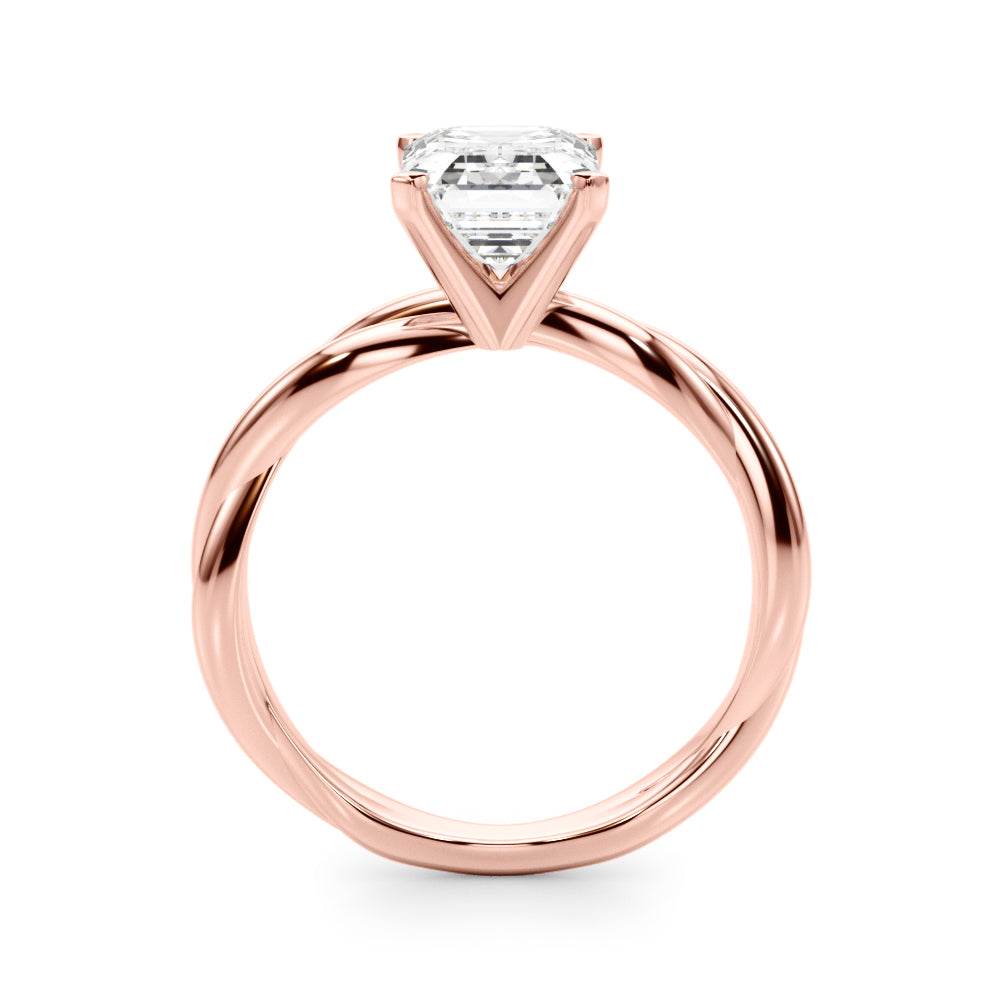 Statement Twisted Shank Engagement Ring Round Diamond Engagement Ring — 9K/18K Gold & Platinum