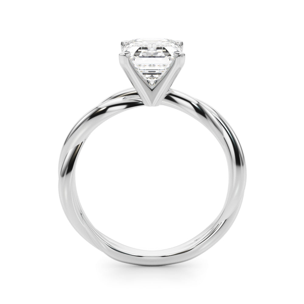 Statement Twisted Shank Engagement Ring Round Diamond Engagement Ring — 9K/18K Gold & Platinum
