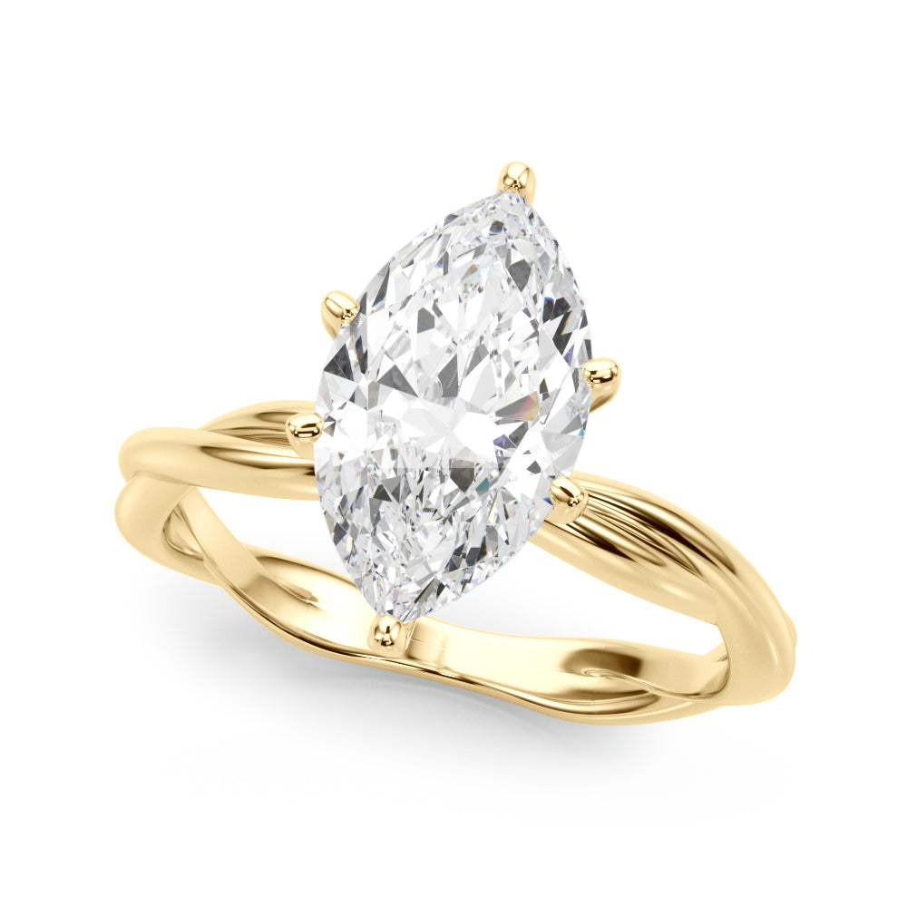 Statement Twisted Shank Engagement Ring Round Diamond Engagement Ring — 9K/18K Gold & Platinum