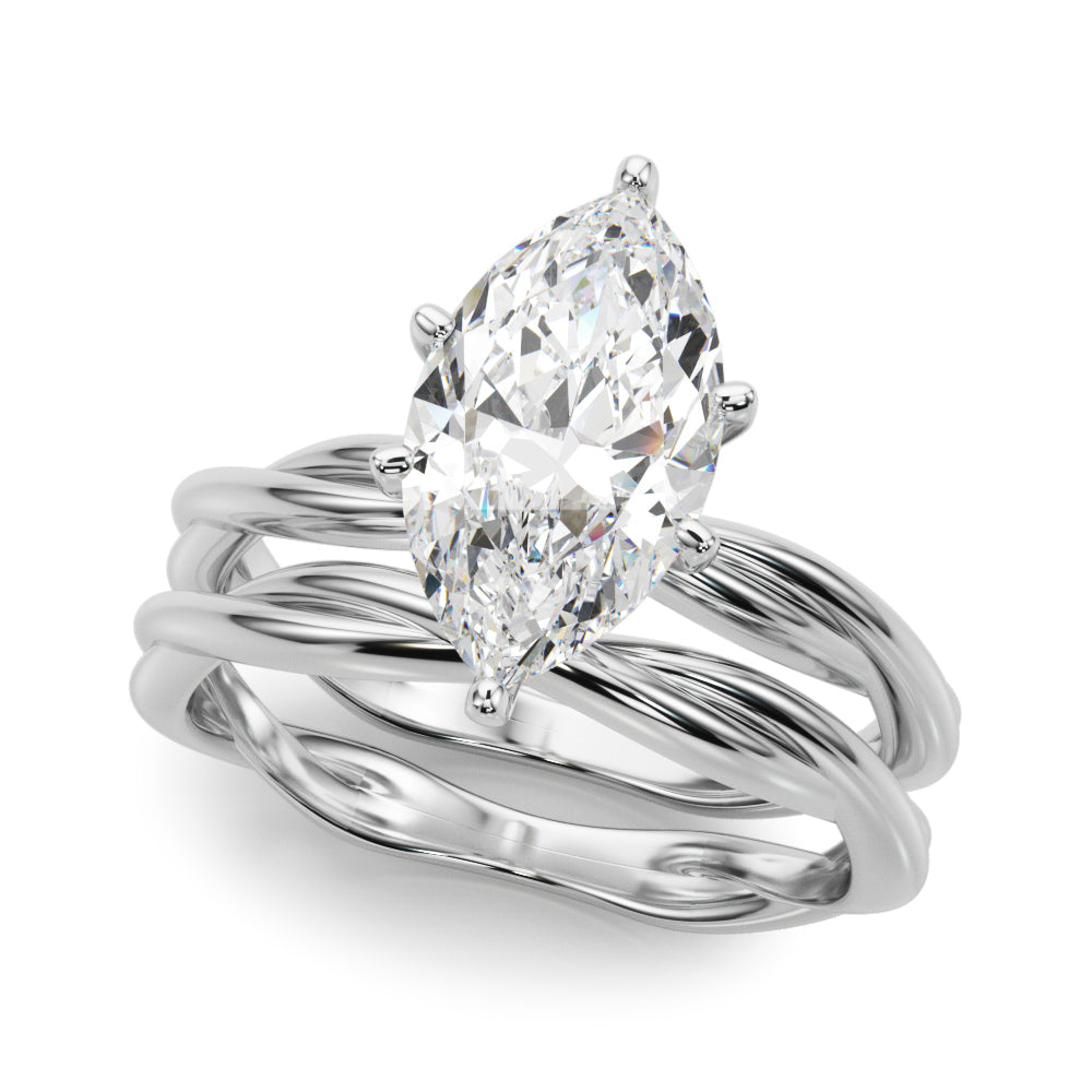 Statement Twisted Shank Engagement Ring Round Diamond Engagement Ring — 9K/18K Gold & Platinum