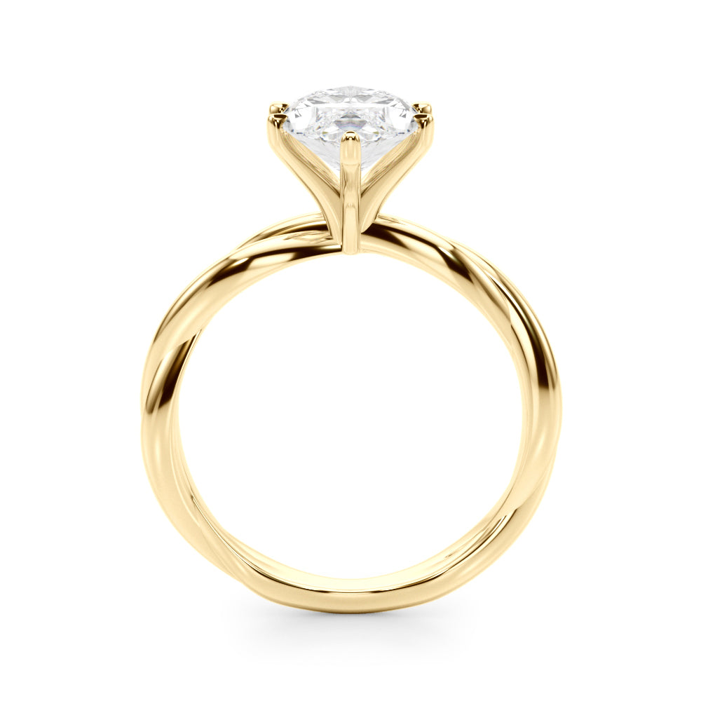 Statement Twisted Shank Engagement Ring Round Diamond Engagement Ring — 9K/18K Gold & Platinum