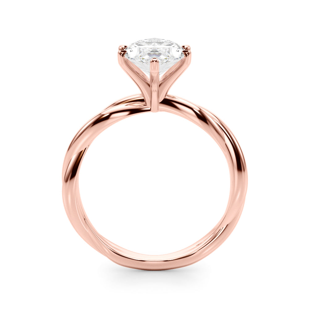 Statement Twisted Shank Engagement Ring Round Diamond Engagement Ring — 9K/18K Gold & Platinum