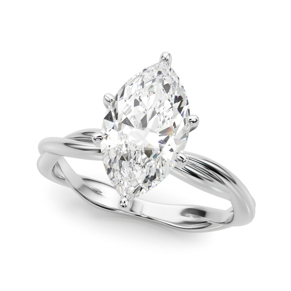 Statement Twisted Shank Engagement Ring Round Diamond Engagement Ring — 9K/18K Gold & Platinum