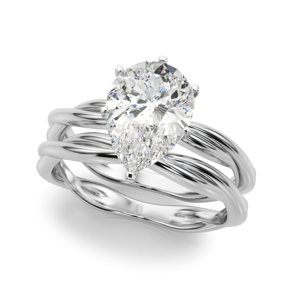 Statement Twisted Shank Engagement Ring Round Diamond Engagement Ring — 9K/18K Gold & Platinum