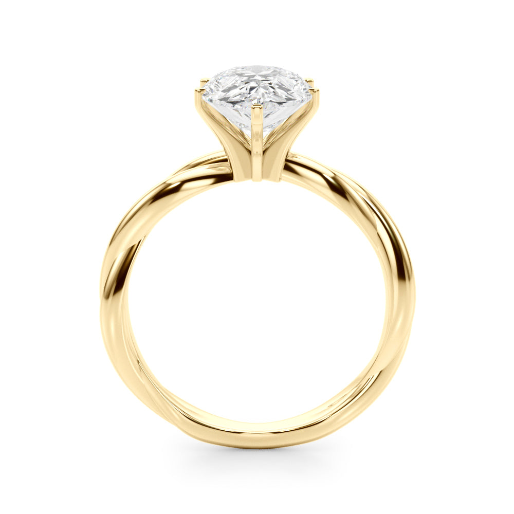 Statement Twisted Shank Engagement Ring Round Diamond Engagement Ring — 9K/18K Gold & Platinum