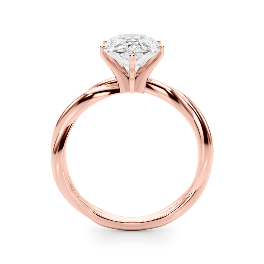 Statement Twisted Shank Engagement Ring Round Diamond Engagement Ring — 9K/18K Gold & Platinum