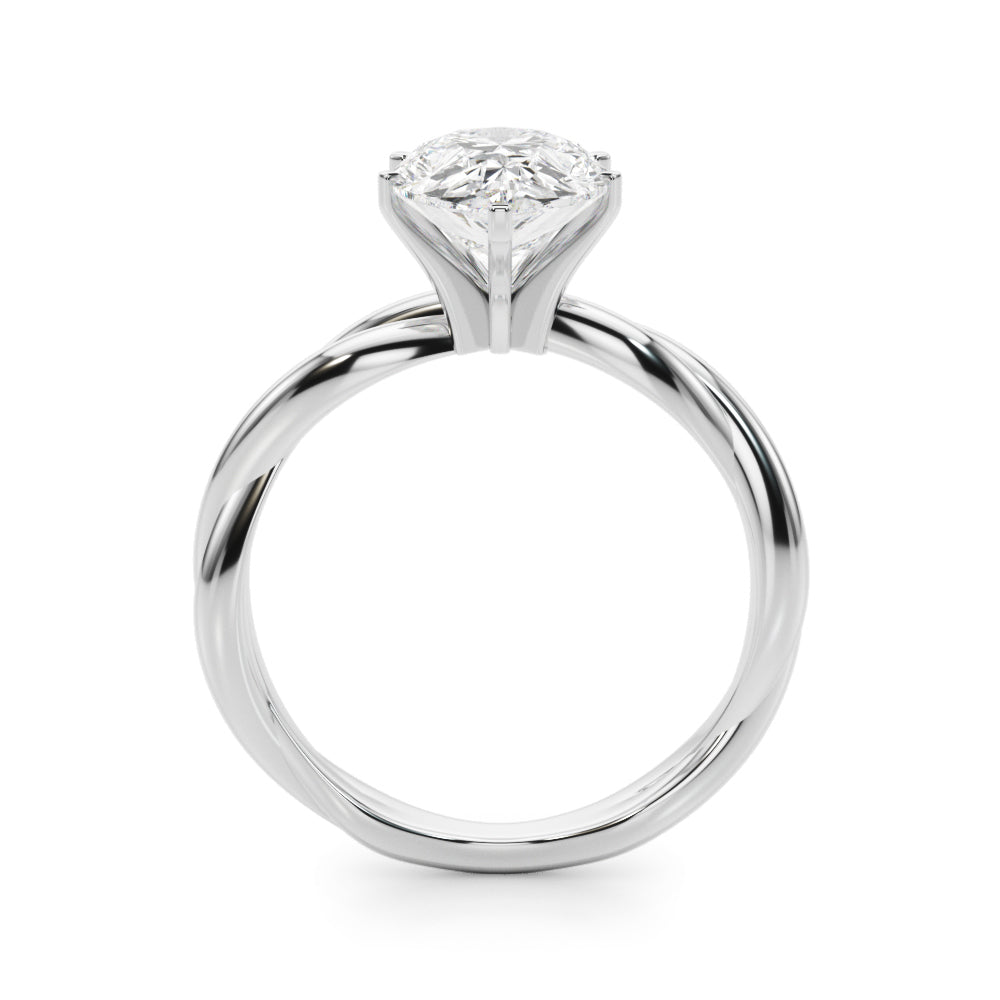 Statement Twisted Shank Engagement Ring Round Diamond Engagement Ring — 9K/18K Gold & Platinum