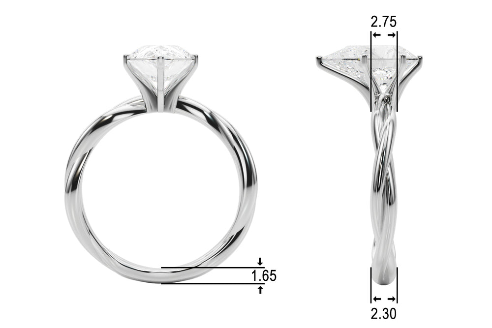 Statement Twisted Shank Engagement Ring Round Diamond Engagement Ring — 9K/18K Gold & Platinum