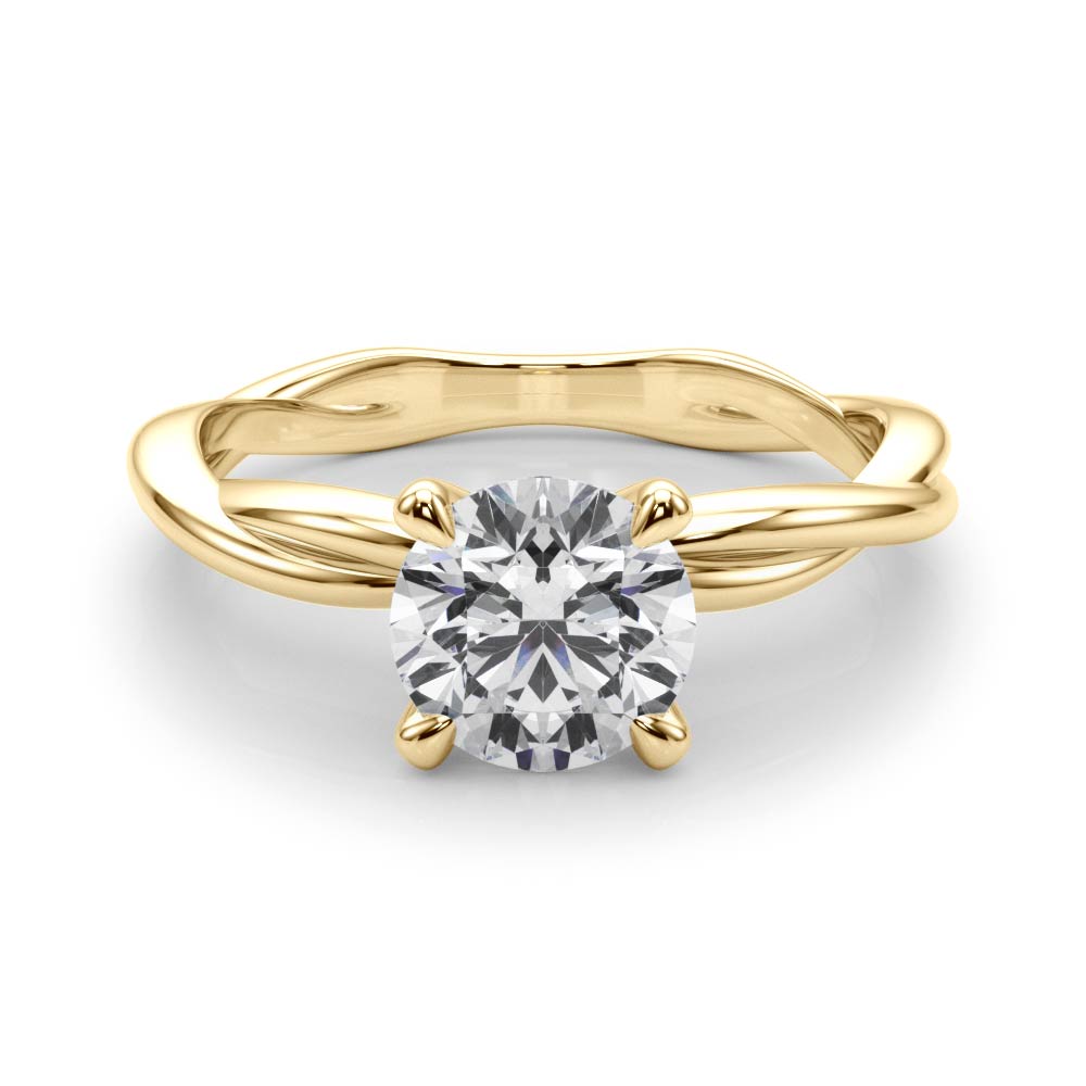Statement Twisted Shank Engagement Ring Round Diamond Engagement Ring — 9K/18K Gold & Platinum