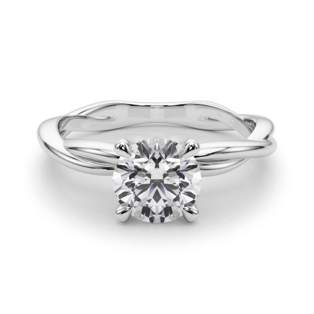 Statement Twisted Shank Engagement Ring Round Diamond Engagement Ring — 9K/18K Gold & Platinum