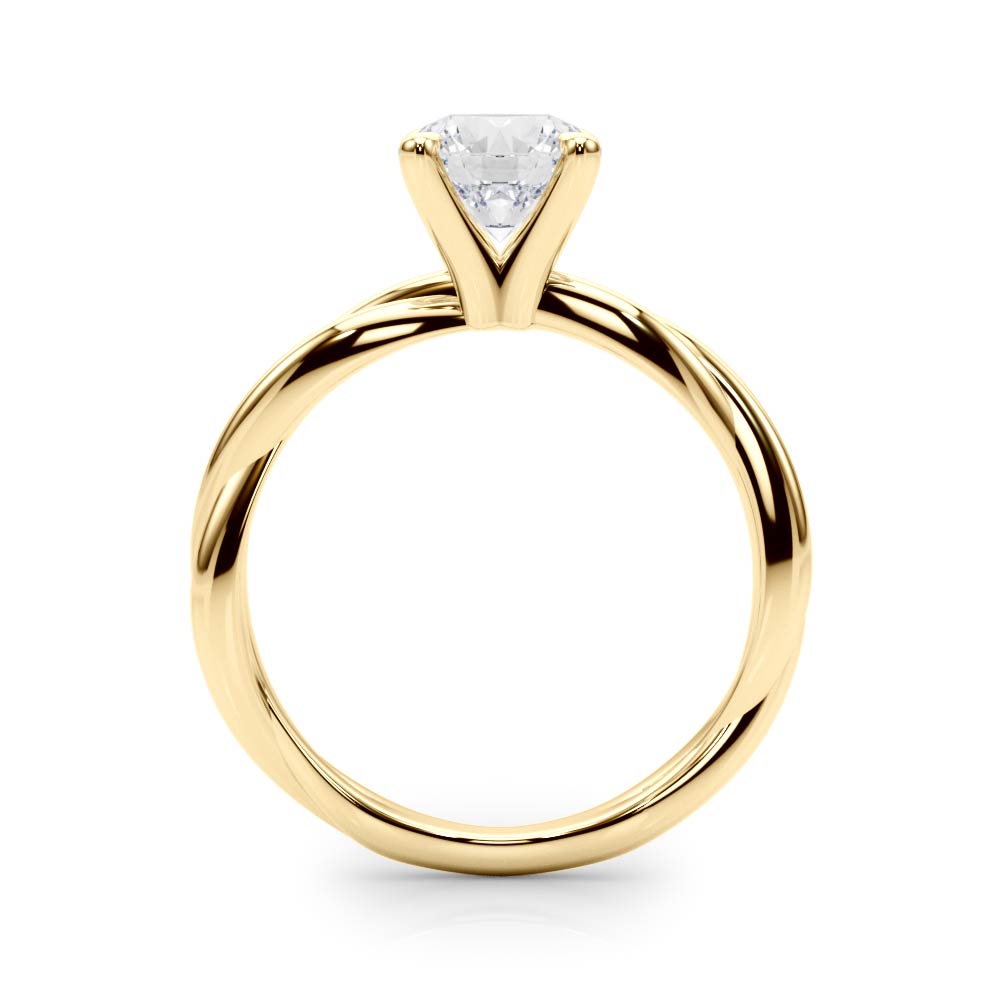 Statement Twisted Shank Engagement Ring Round Diamond Engagement Ring — 9K/18K Gold & Platinum