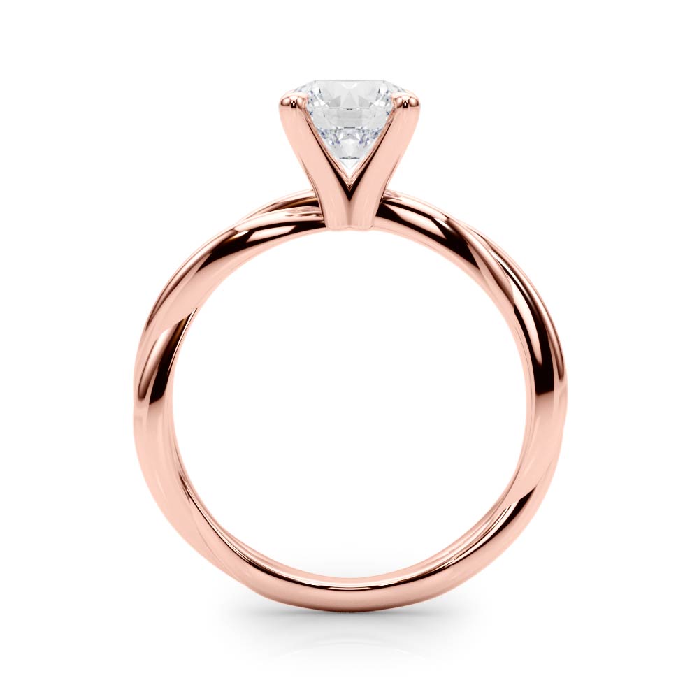 Statement Twisted Shank Engagement Ring Round Diamond Engagement Ring — 9K/18K Gold & Platinum