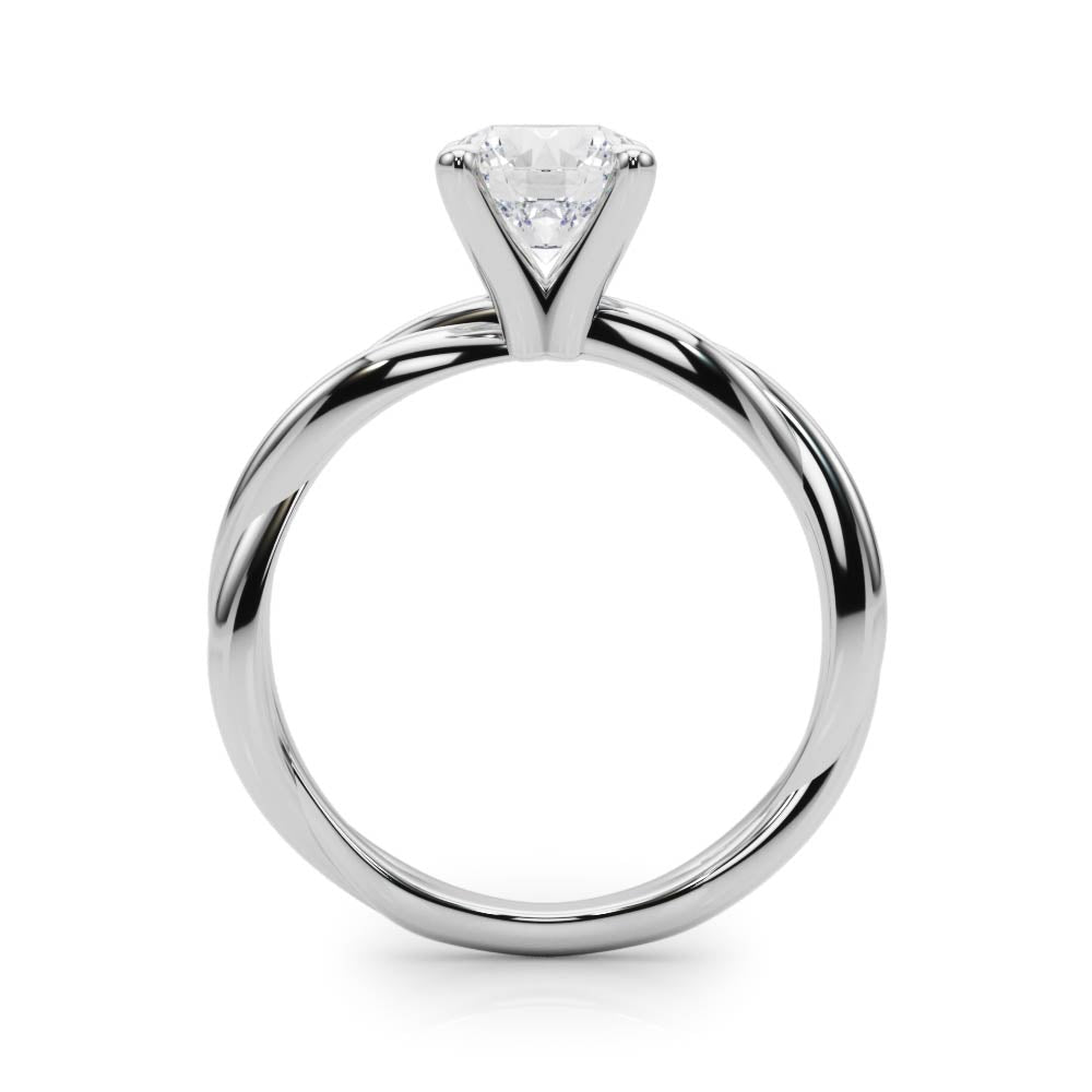 Statement Twisted Shank Engagement Ring Round Diamond Engagement Ring — 9K/18K Gold & Platinum
