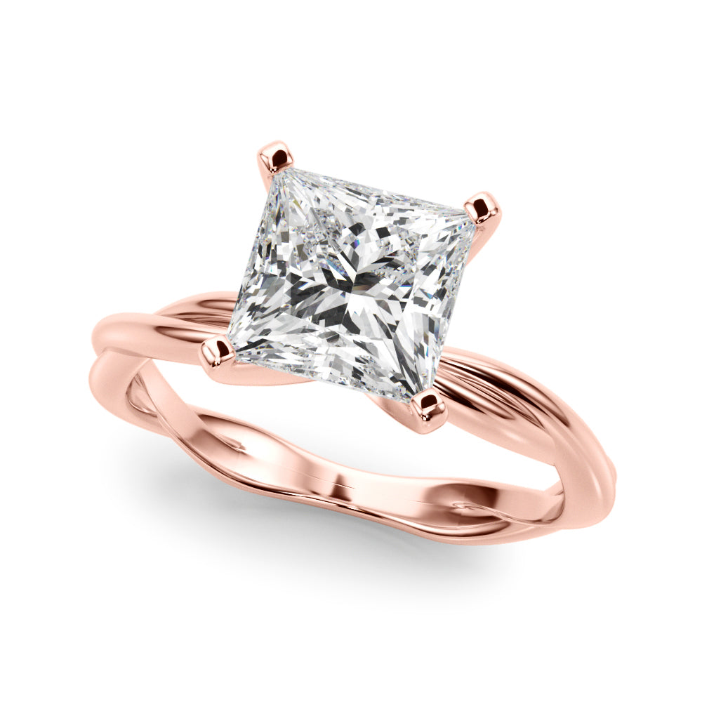 Statement Twisted Shank Engagement Ring Round Diamond Engagement Ring — 9K/18K Gold & Platinum