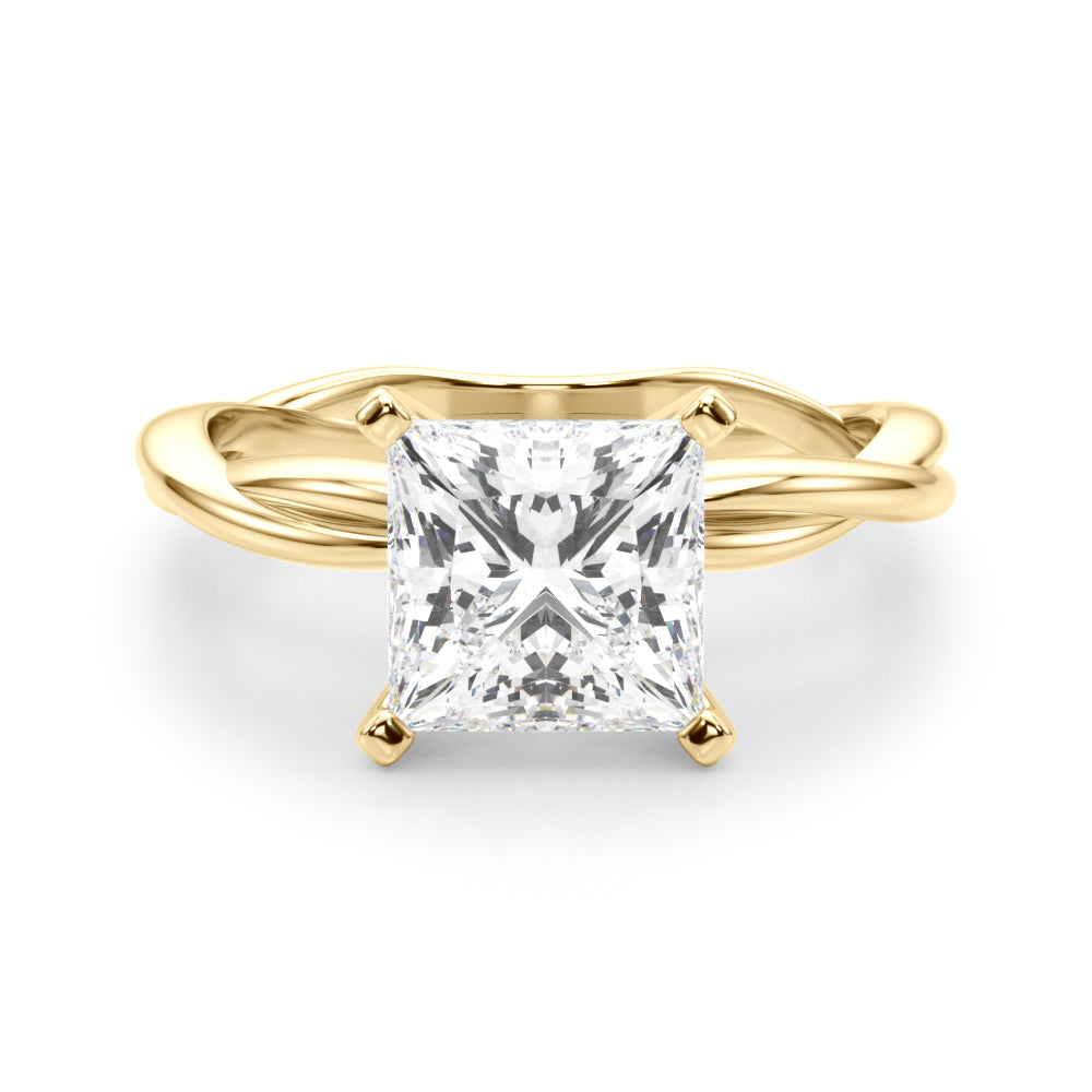 Statement Twisted Shank Engagement Ring Round Diamond Engagement Ring — 9K/18K Gold & Platinum