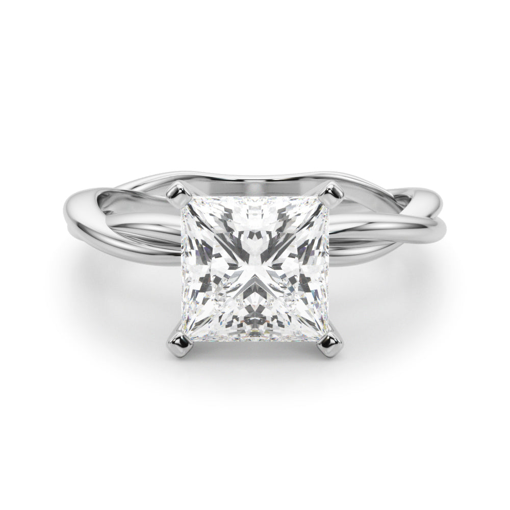 Statement Twisted Shank Engagement Ring Round Diamond Engagement Ring — 9K/18K Gold & Platinum
