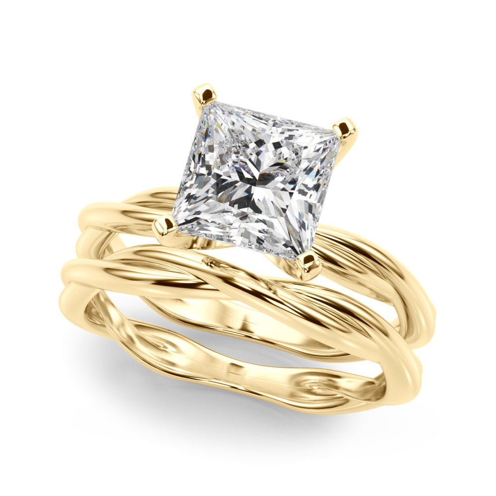 Statement Twisted Shank Engagement Ring Round Diamond Engagement Ring — 9K/18K Gold & Platinum