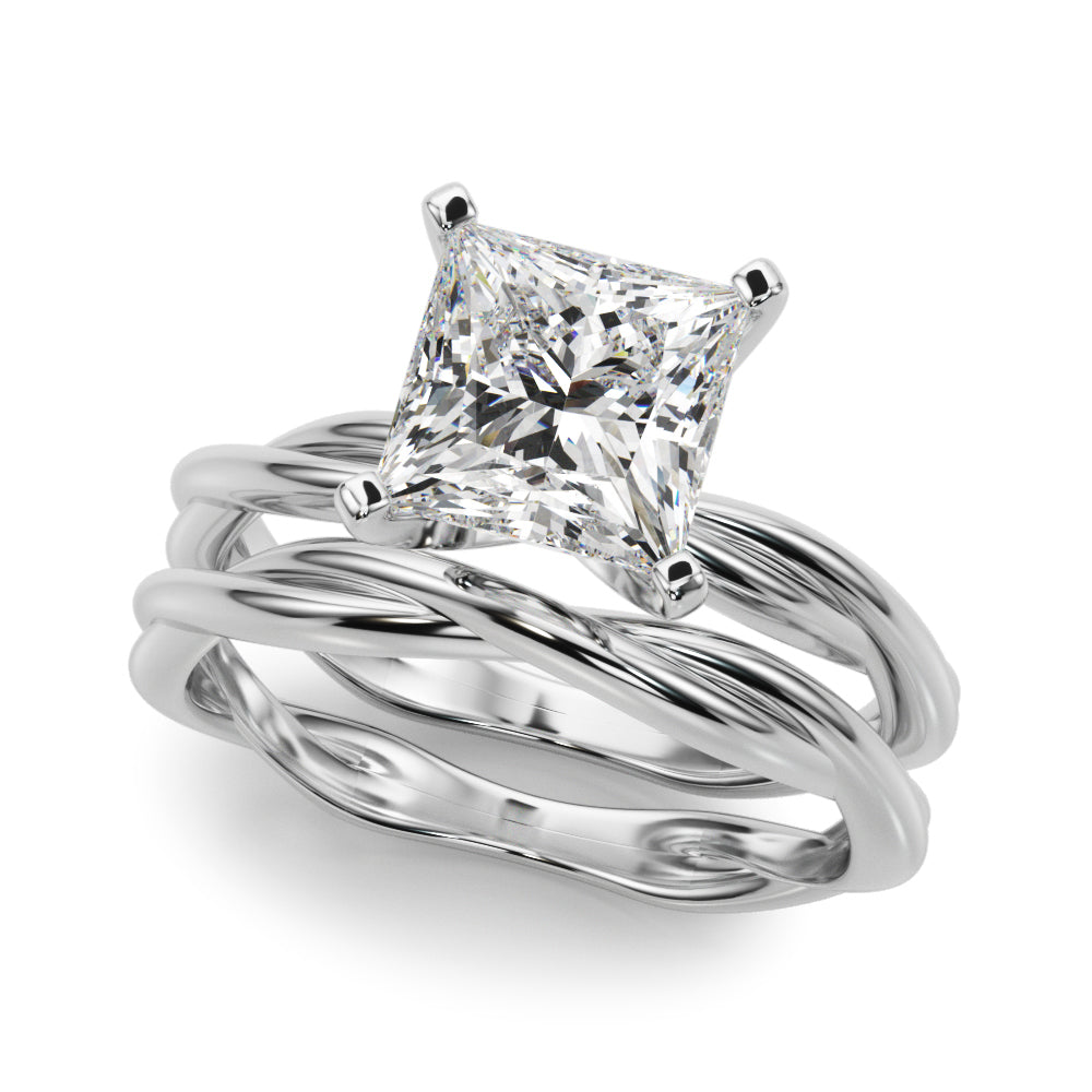 Statement Twisted Shank Engagement Ring Round Diamond Engagement Ring — 9K/18K Gold & Platinum