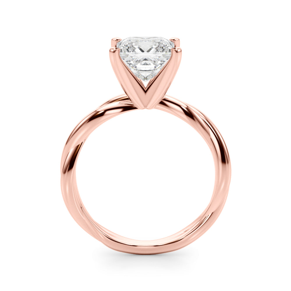 Statement Twisted Shank Engagement Ring Round Diamond Engagement Ring — 9K/18K Gold & Platinum