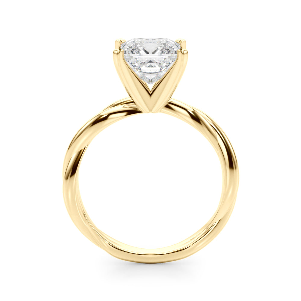 Statement Twisted Shank Engagement Ring Round Diamond Engagement Ring — 9K/18K Gold & Platinum